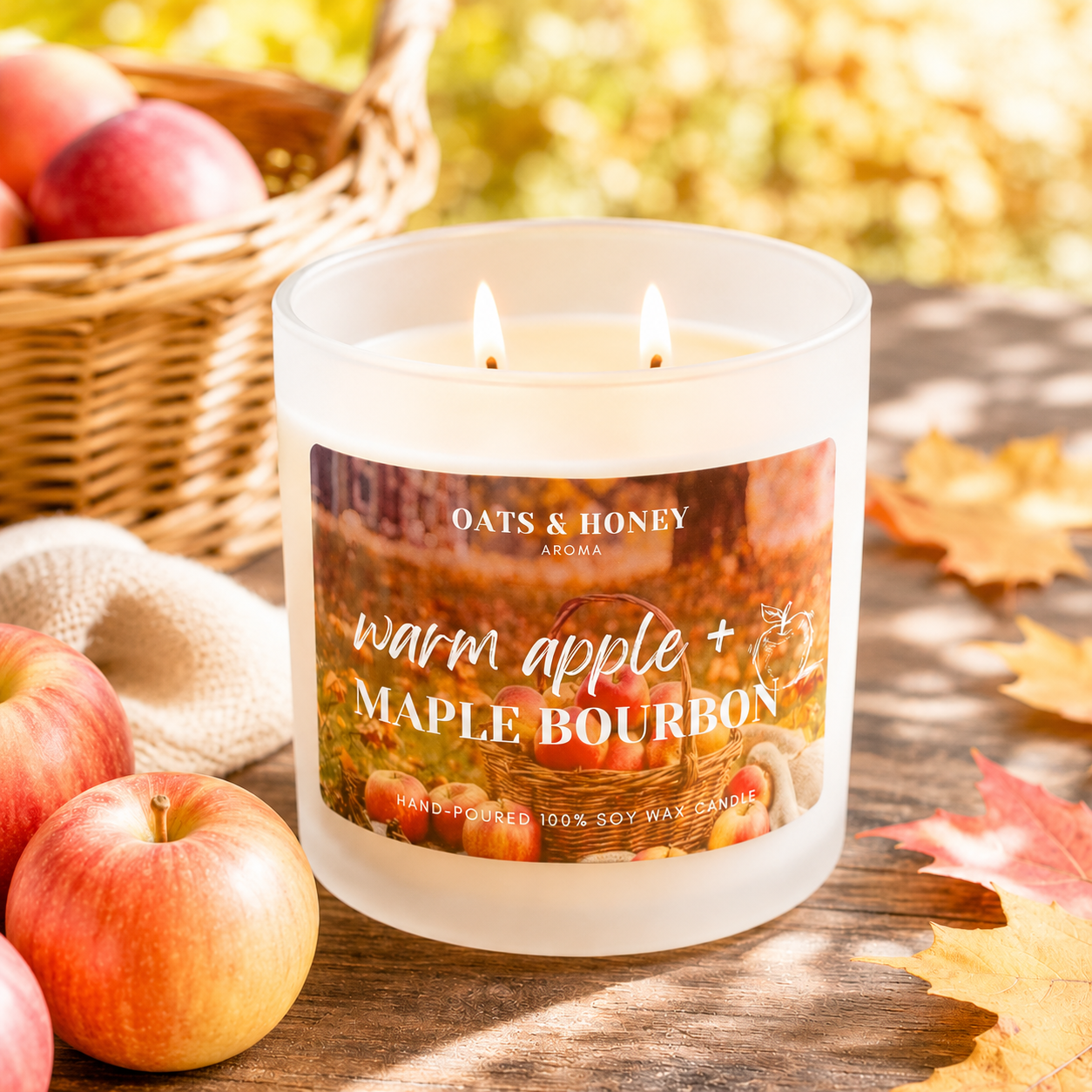 Warm Apple + Maple Bourbon | Hand-Poured, Soy Wax