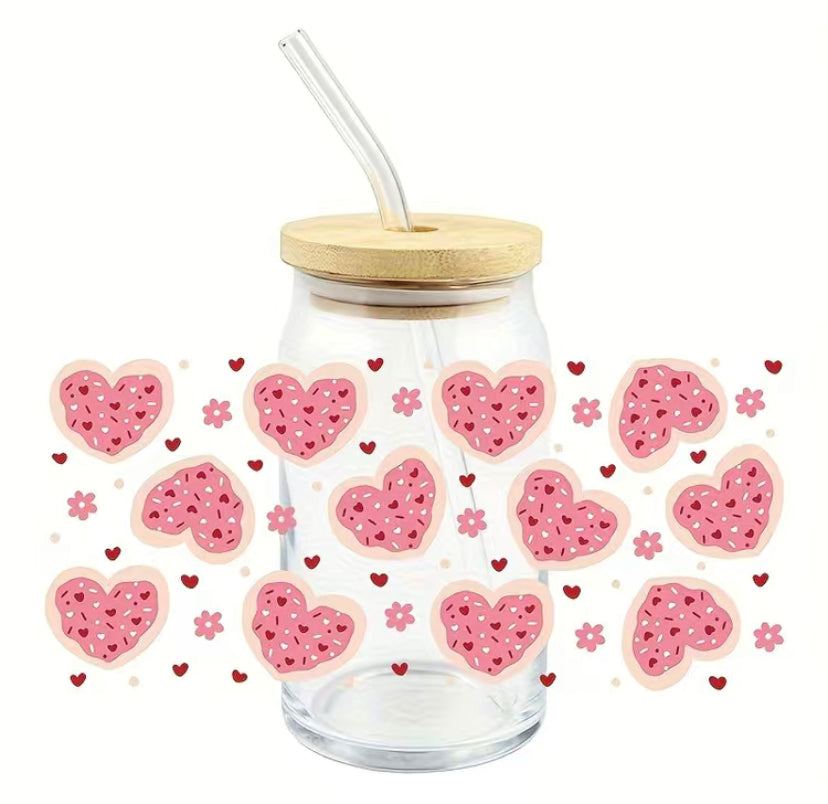 Valentine Cookies - Glass Can Cup