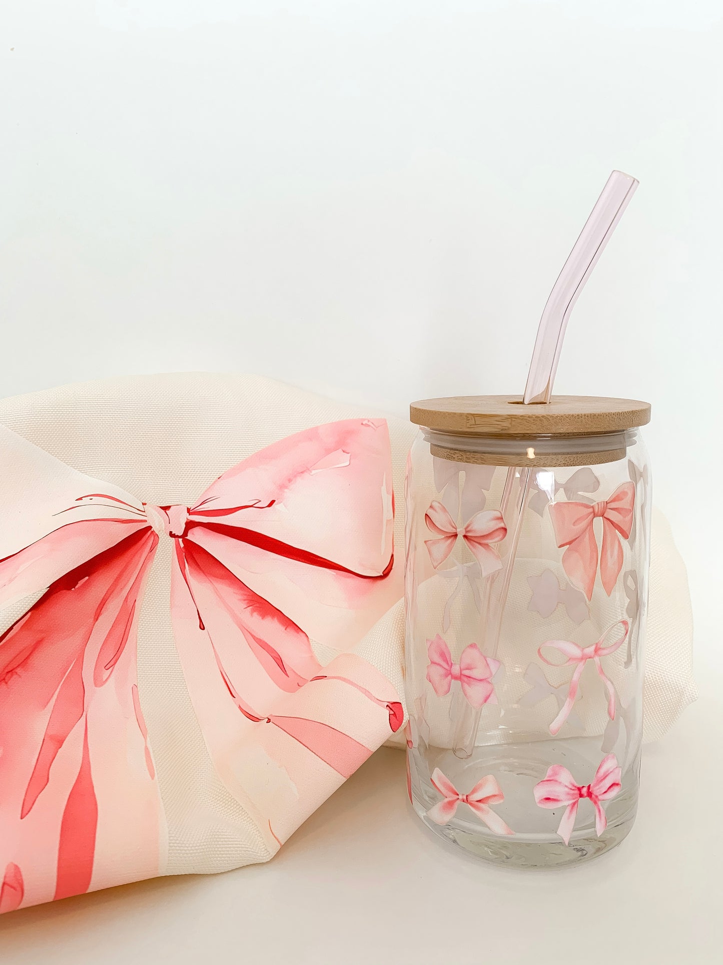 Coquette Bows- Glass Can Cup