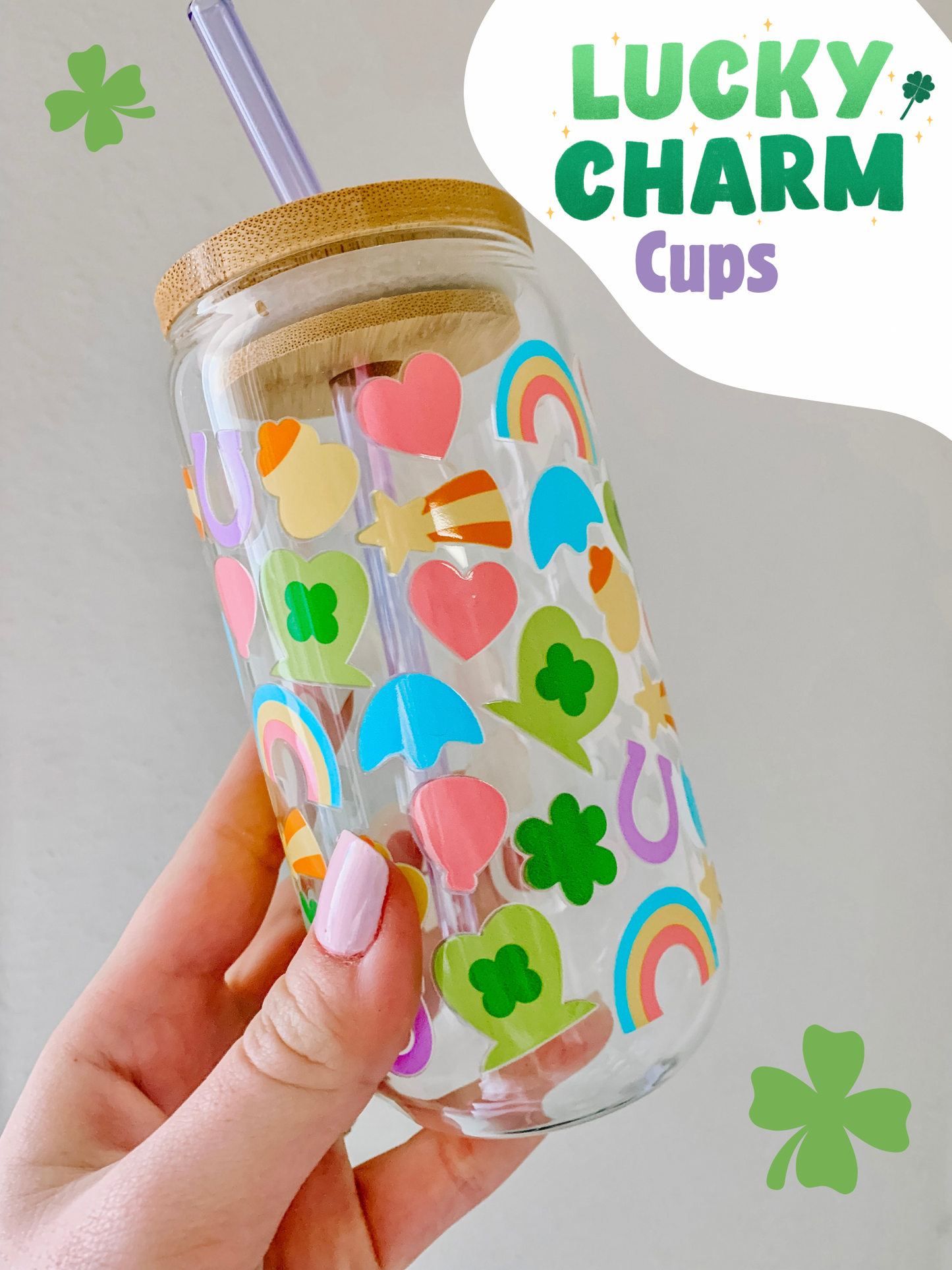 Lucky Charms - Glass Can Cup