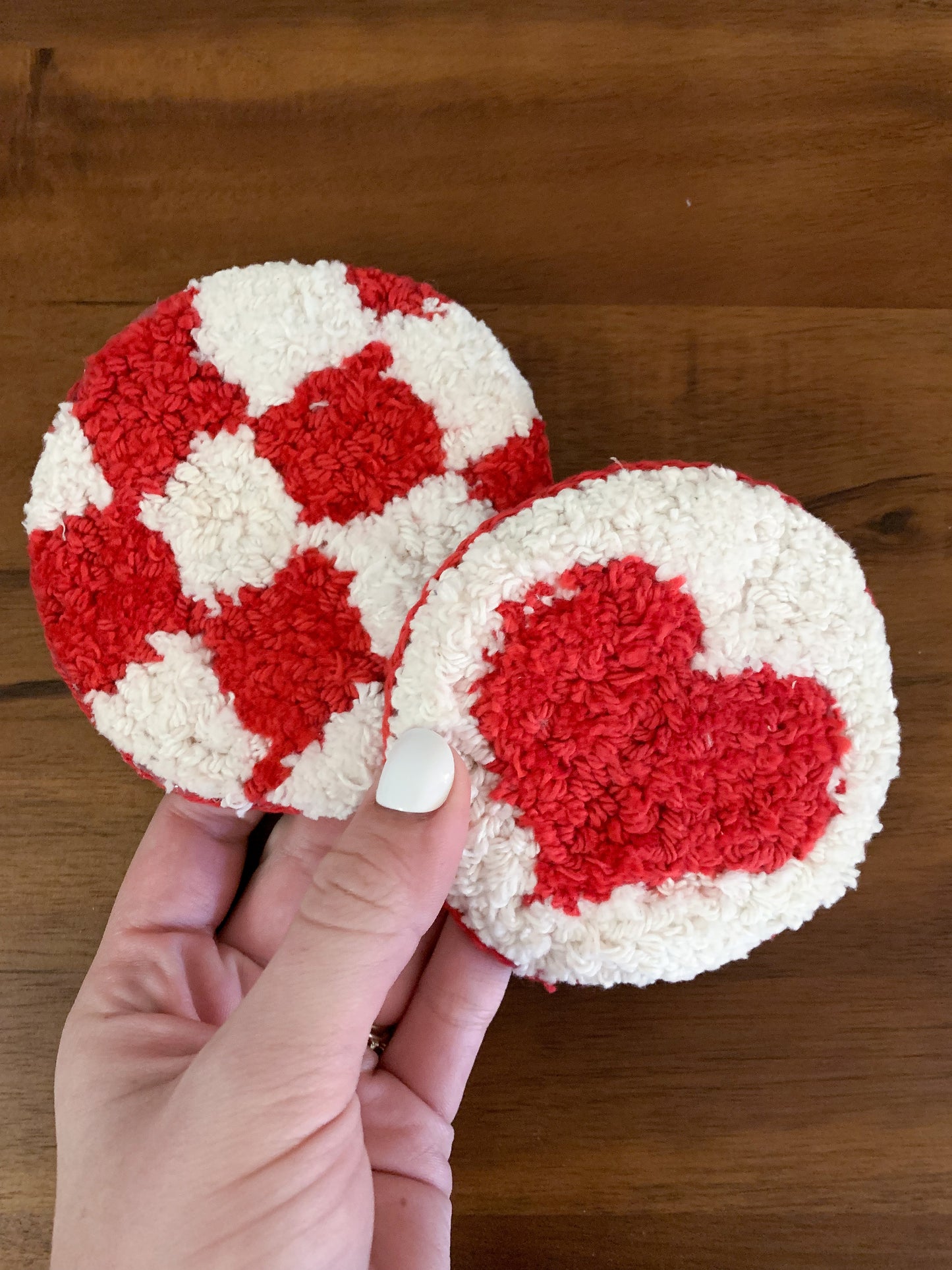 Valentine's Day Mug Rug Set - Red and White