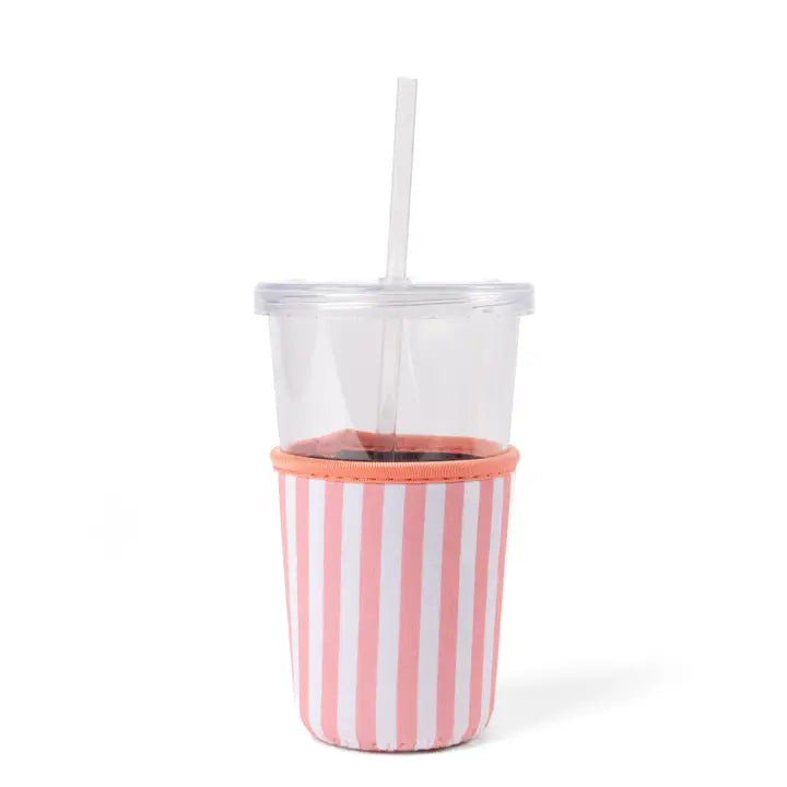Pink Stripes Iced Coffee Coozie