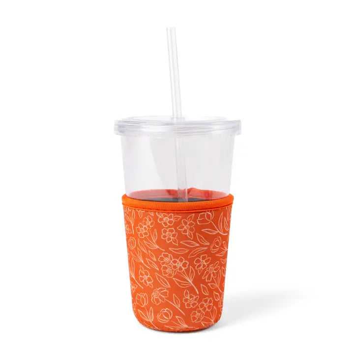 Orange Summer Floral Iced Coffee Coozie