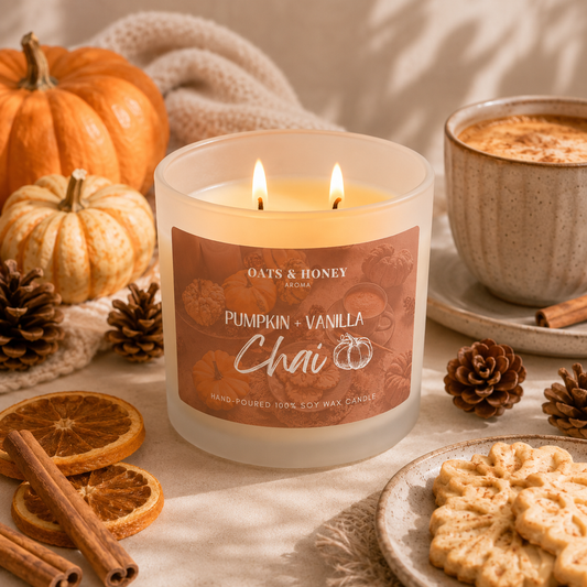 Pumpkin + Vanilla Chai | Hand-Poured, Soy Wax