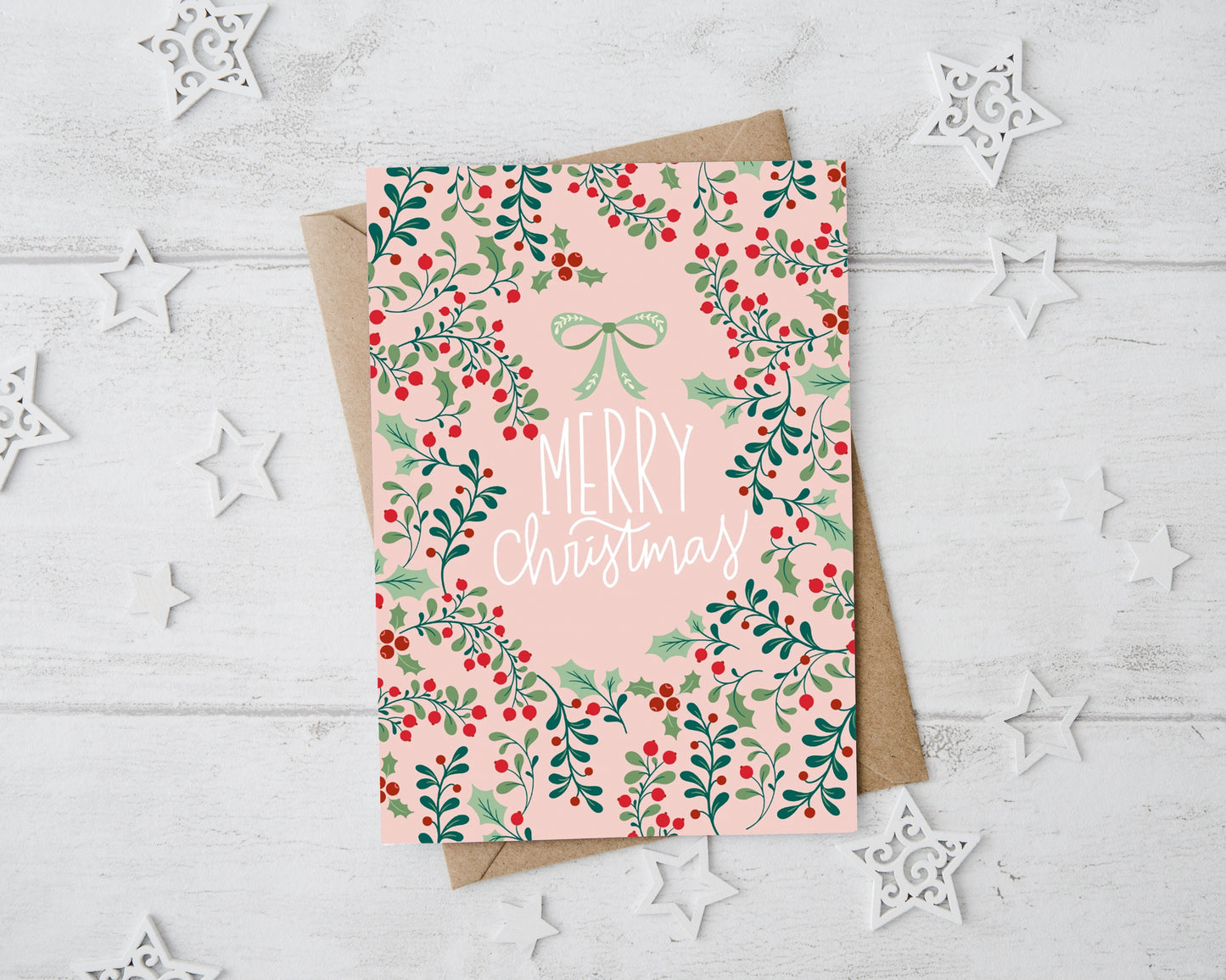 Holly Berry Bows | Christmas Card