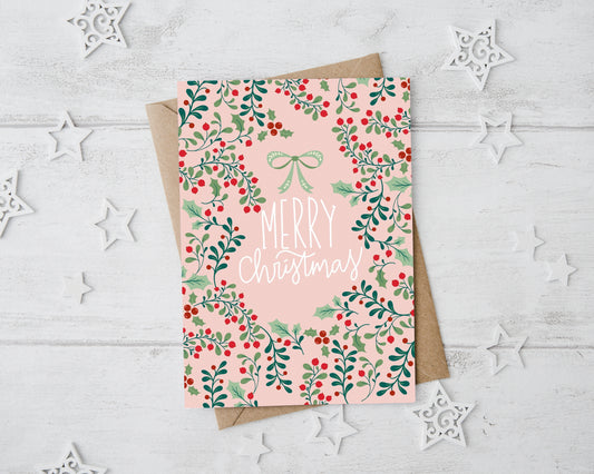 Holly Berry Bows | Christmas Card