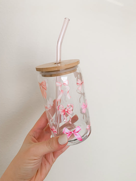 Coquette Bows- Glass Can Cup