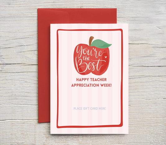 You're the Best | Teacher Appreciation Gift Card Holder