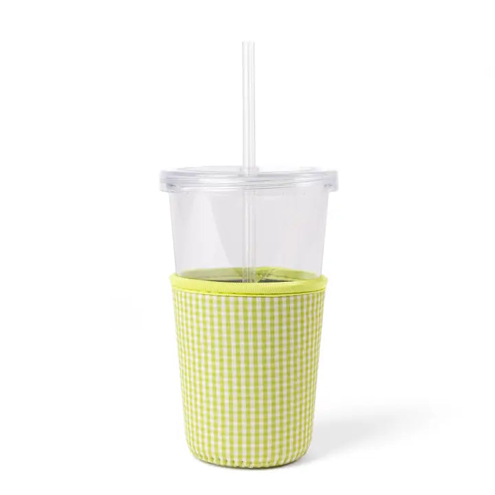 Green Gingham Iced Coffee Coozie