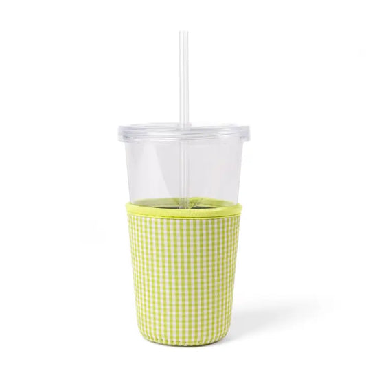 Green Gingham Iced Coffee Coozie