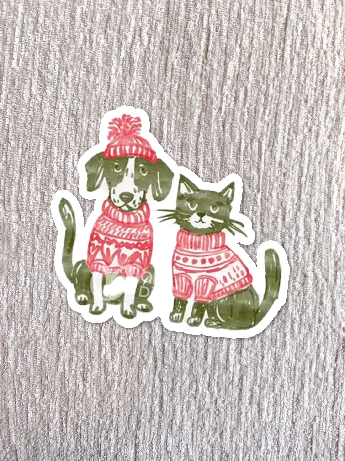 Watercolor Holiday Pets Sticker